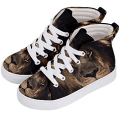 African Lion Mane Close Eyes Kid s Hi-top Skate Sneakers by BangZart