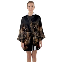 African Lion Mane Close Eyes Long Sleeve Kimono Robe by BangZart