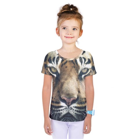 Tiger Bengal Stripes Eyes Close Kids  One Piece Tee by BangZart