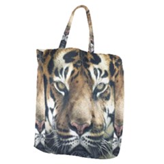 Tiger Bengal Stripes Eyes Close Giant Grocery Zipper Tote