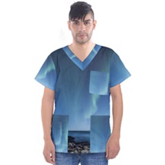 Aurora Borealis Lofoten Norway Men s V-neck Scrub Top