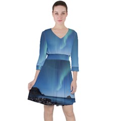 Aurora Borealis Lofoten Norway Ruffle Dress by BangZart