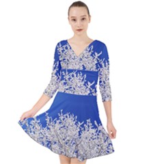 Crown Aesthetic Branches Hoarfrost Quarter Sleeve Front Wrap Dress	