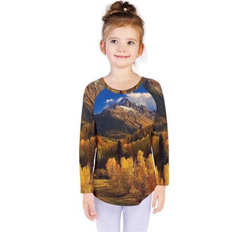 Colorado Fall Autumn Colorful Kids  Long Sleeve Tee by BangZart