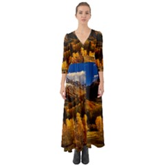 Colorado Fall Autumn Colorful Button Up Boho Maxi Dress by BangZart