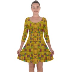 Rainbow Stars In The Golden Skyscape Quarter Sleeve Skater Dress by pepitasart