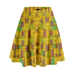 Rainbow Stars In The Golden Skyscape High Waist Skirt by pepitasart