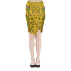 Rainbow Stars In The Golden Skyscape Midi Wrap Pencil Skirt by pepitasart