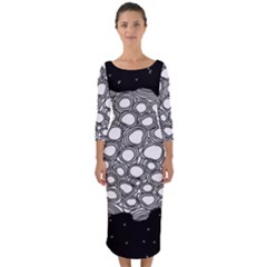 Strange Planet Quarter Sleeve Midi Bodycon Dress