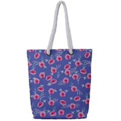 Roses And Roses Full Print Rope Handle Tote (small)