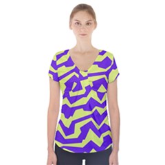 Polynoise Vibrant Royal Short Sleeve Front Detail Top by jumpercat