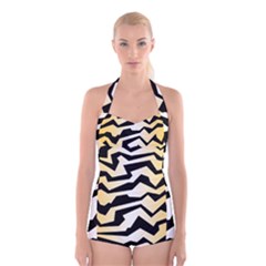 Polynoise Tiger Boyleg Halter Swimsuit  by jumpercat