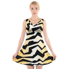 Polynoise Tiger V-neck Sleeveless Skater Dress by jumpercat