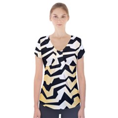 Polynoise Tiger Short Sleeve Front Detail Top by jumpercat