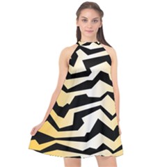 Polynoise Tiger Halter Neckline Chiffon Dress  by jumpercat