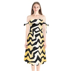 Polynoise Tiger Shoulder Tie Bardot Midi Dress by jumpercat