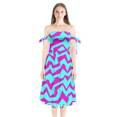 Polynoise Shock New Wave Shoulder Tie Bardot Midi Dress