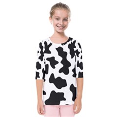 Animal Print Black And White Black Kids  Quarter Sleeve Raglan Tee