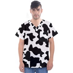 Animal Print Black And White Black Men s V-neck Scrub Top