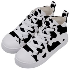 Animal Print Black And White Black Kid s Mid-top Canvas Sneakers by BangZart