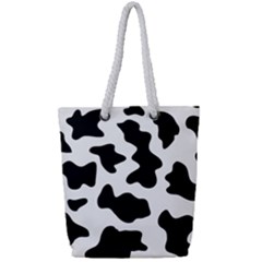 Animal Print Black And White Black Full Print Rope Handle Tote (small)