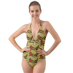 Animal Nature Wild Wildlife Halter Cut-out One Piece Swimsuit by BangZart