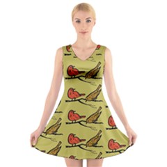 Animal Nature Wild Wildlife V-neck Sleeveless Skater Dress by BangZart