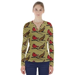 Animal Nature Wild Wildlife V-neck Long Sleeve Top