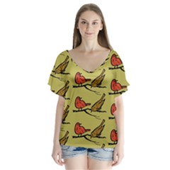 Animal Nature Wild Wildlife V-neck Flutter Sleeve Top by BangZart