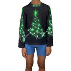 Christmas Tree Background Kids  Long Sleeve Swimwear