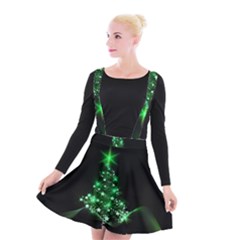 Christmas Tree Background Suspender Skater Skirt