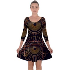 Eye Technology Quarter Sleeve Skater Dress by BangZart