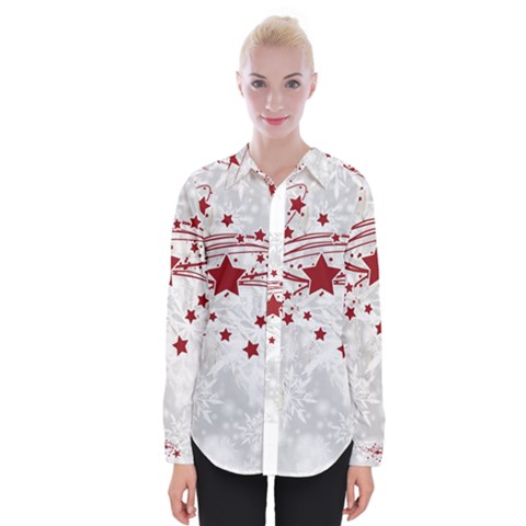 Christmas Star Snowflake Womens Long Sleeve Shirt by BangZart