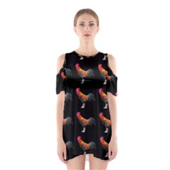 Background Pattern Chicken Fowl Shoulder Cutout One Piece by BangZart