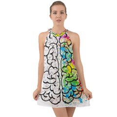 Brain Mind Psychology Idea Hearts Halter Tie Back Chiffon Dress