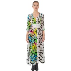 Brain Mind Psychology Idea Hearts Button Up Boho Maxi Dress by BangZart