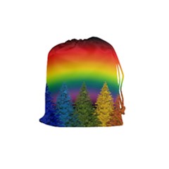 Christmas Colorful Rainbow Colors Drawstring Pouches (medium)  by BangZart