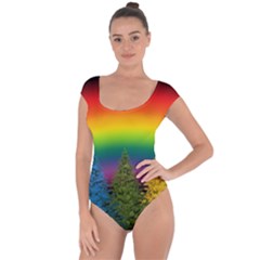 Christmas Colorful Rainbow Colors Short Sleeve Leotard  by BangZart