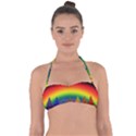 Christmas Colorful Rainbow Colors Halter Bandeau Bikini Top View1