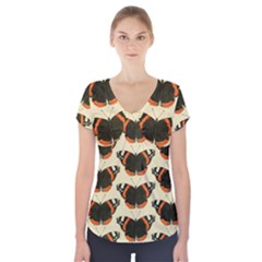 Butterfly Butterflies Insects Short Sleeve Front Detail Top by BangZart