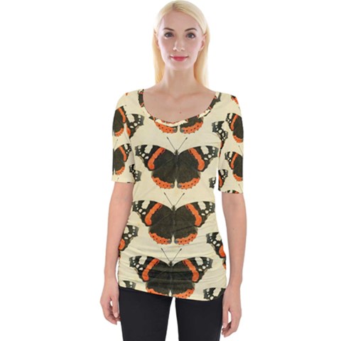 Butterfly Butterflies Insects Wide Neckline Tee by BangZart