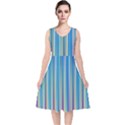 Colorful Color Arrangement V-Neck Midi Sleeveless Dress  View1