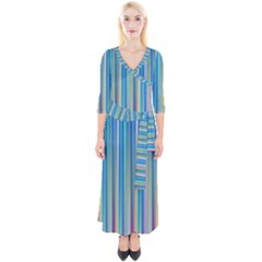 Colorful Color Arrangement Quarter Sleeve Wrap Maxi Dress