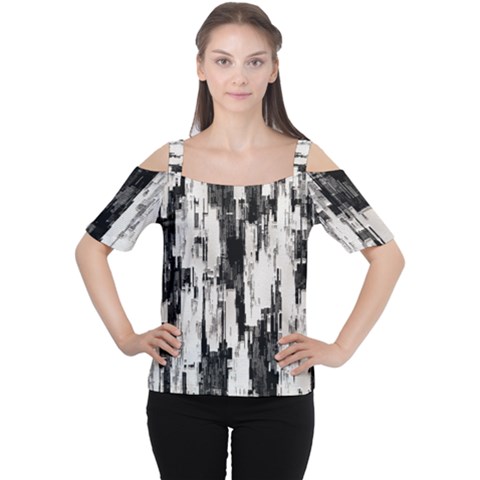 Pattern Structure Background Dirty Cutout Shoulder Tee by BangZart