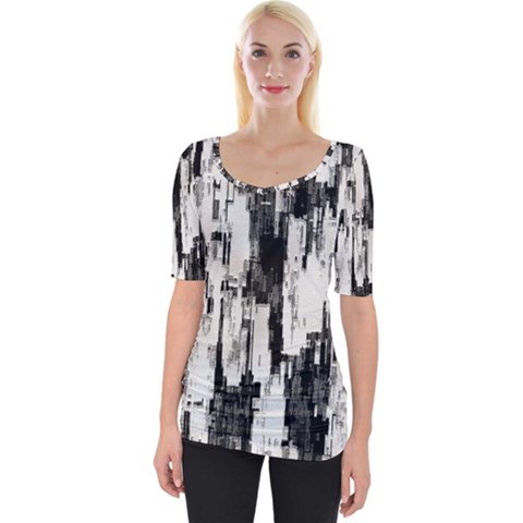 Pattern Structure Background Dirty Wide Neckline Tee by BangZart