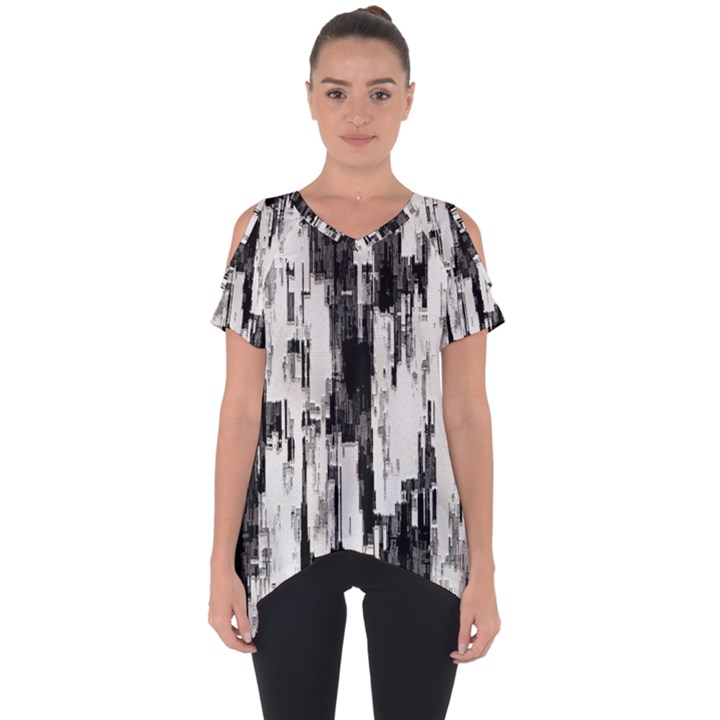 Pattern Structure Background Dirty Cut Out Side Drop Tee