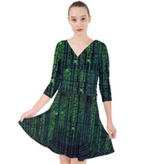 Matrix Communication Software Pc Quarter Sleeve Front Wrap Dress	 by BangZart