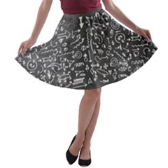 Arrows Board School Blackboard A-line Skater Skirt by BangZart