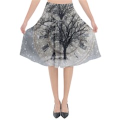 Snow Snowfall New Year S Day Flared Midi Skirt