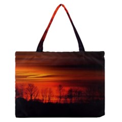 Tree Series Sun Orange Sunset Zipper Medium Tote Bag by BangZart